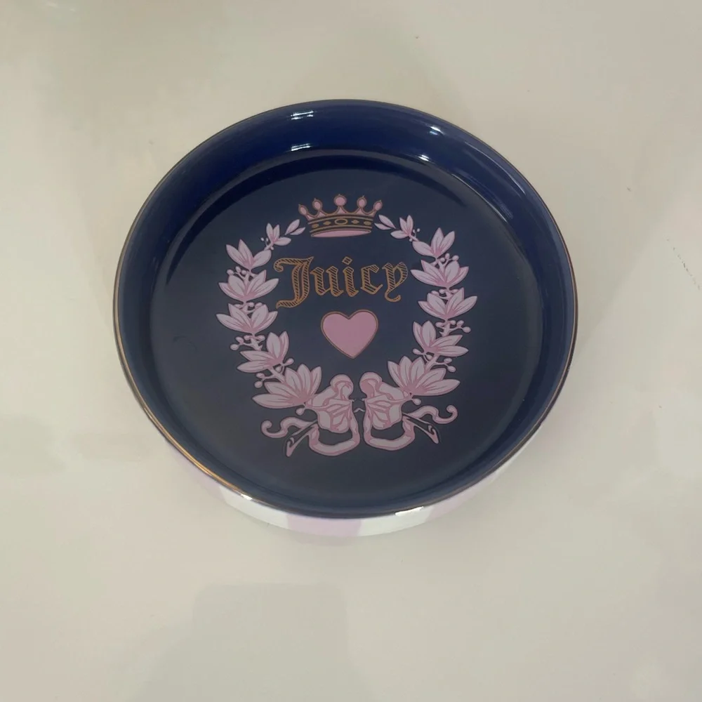 Juicy Couture Navy & Pink Laurel Trinket Dish